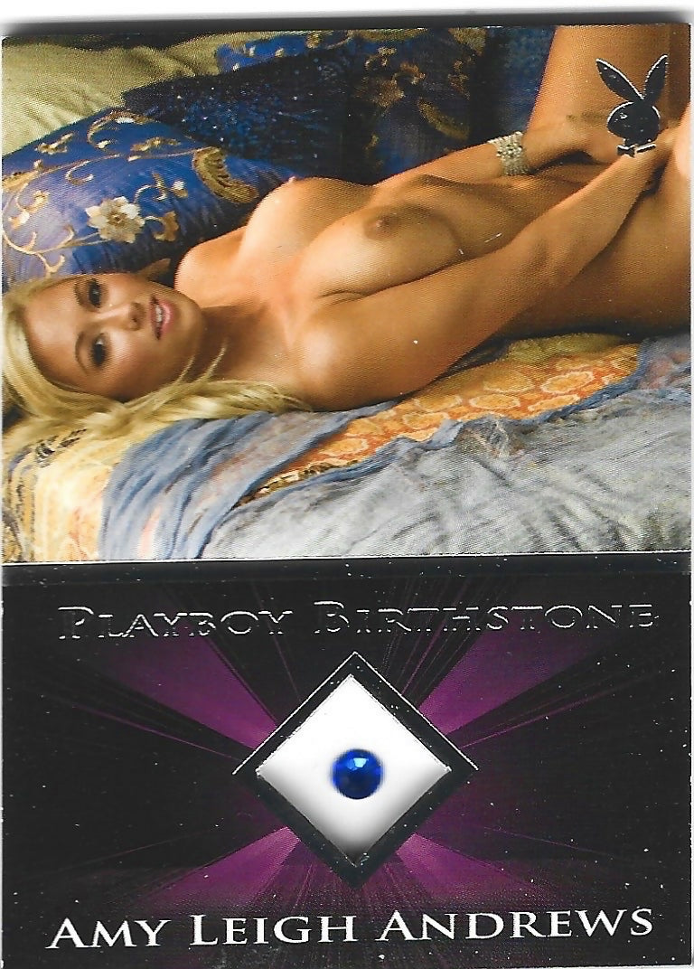 Playboy's Sexy and Sassy Amy Leigh Andrews Platinum Foil Birthstone Card