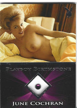 Load image into Gallery viewer, Playboy&#39;s Sexy and Sassy June Cochran Platinum Foil Birthstone Card
