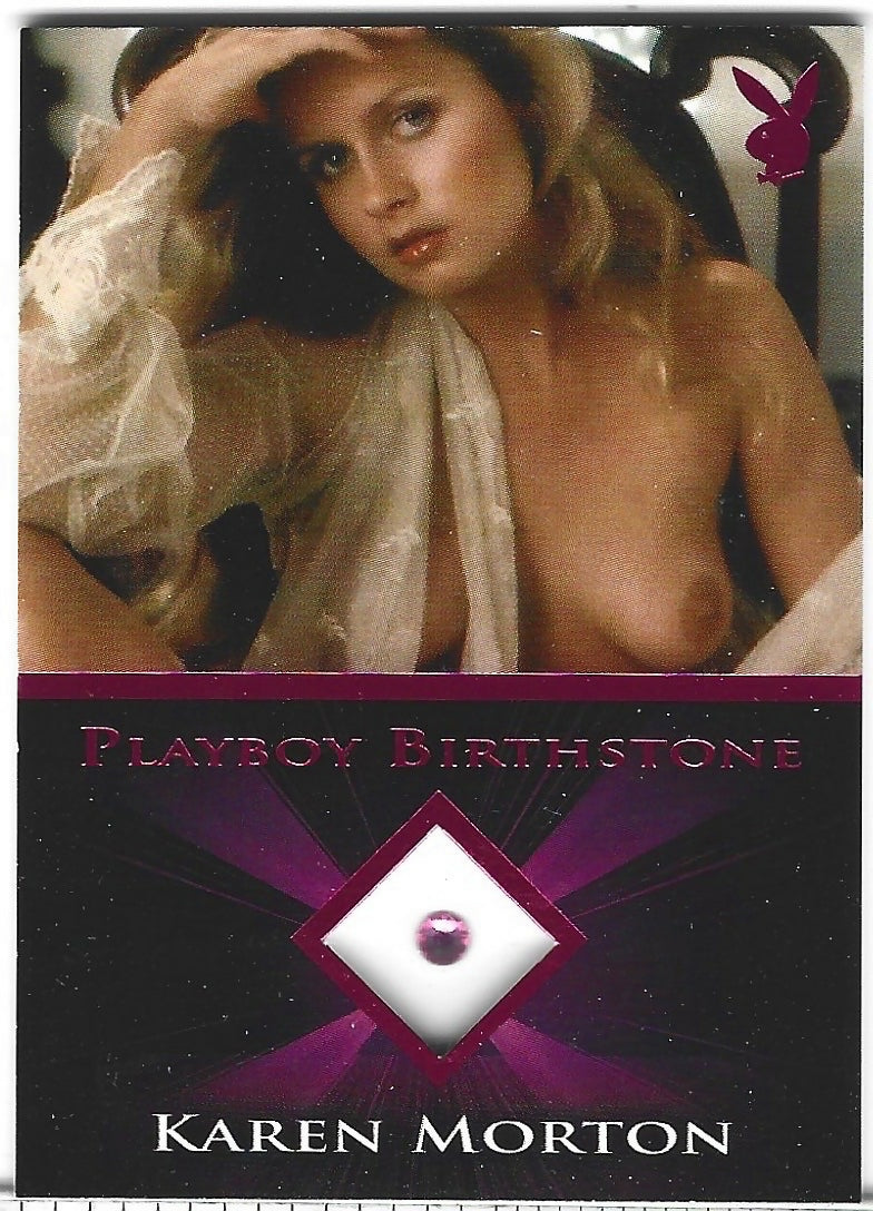 Playboy's Sexy and Sassy Karen Morton Pink Foil Birthstone Card