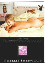Load image into Gallery viewer, Playboy&#39;s Sexy and Sassy Phyllis Sherwood Gold Foil Archived Memorabilia Card
