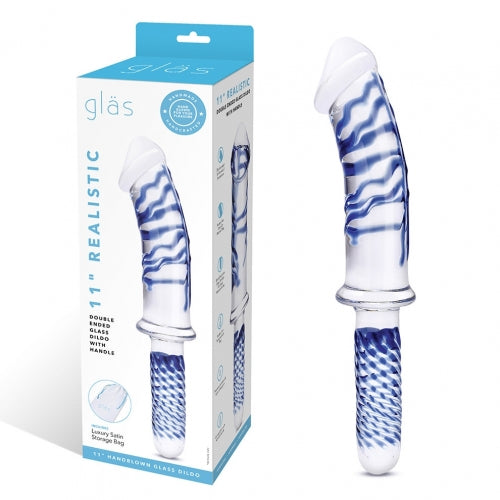 Glas 11in Realistic Double Ended Dildo W- Handle
