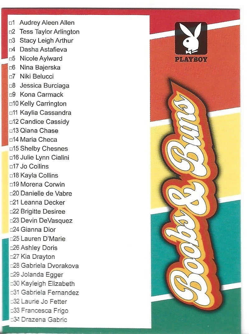 Playboy Boobs & Buns Checklist 1 Card #99