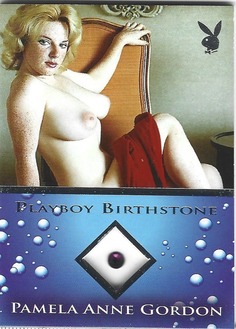 Playboy Bathing Beauties Pamela Anne Gordon Platinum Foil Birthstone Card