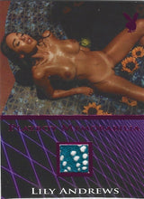 Load image into Gallery viewer, Playboy&#39;s Hot Shots Lily Andrews Pink Foil Memorabilia Card!
