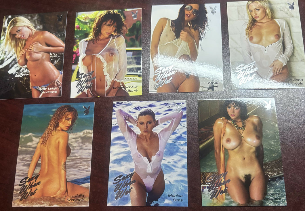 Sexy When Wet Platinum foil 7 card chase set from the Book of Lingerie vol 2 release
