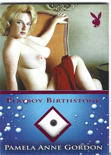 Load image into Gallery viewer, Playboy Bathing Beauties Pamela Anne Gordon Pink Foil Birthstone Card
