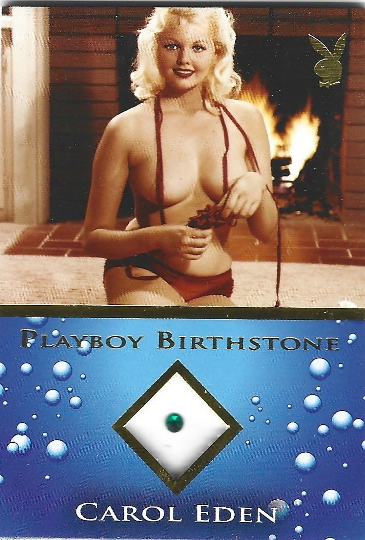 Playboy Bathing Beauties Carol Eden Gold Foil Birthstone Card