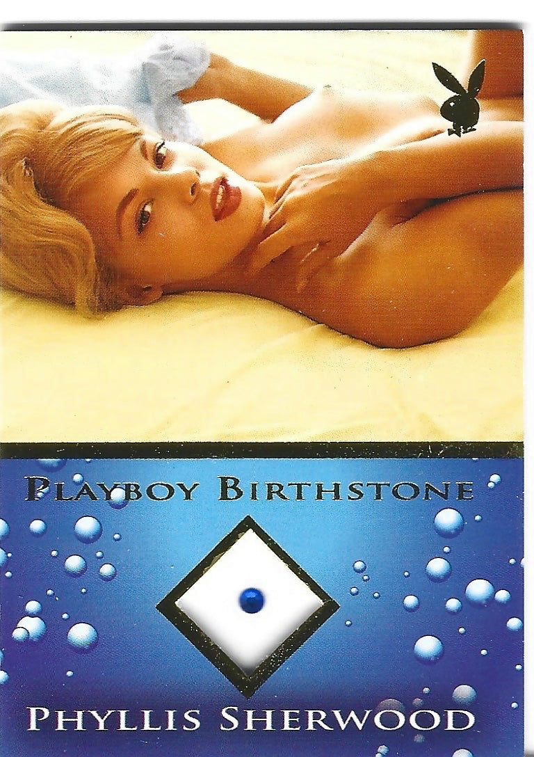 Playboy Bathing Beauties Phyllis Sherwood Gold Foil Birthstone Card