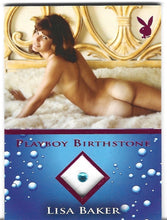 Load image into Gallery viewer, Playboy Bathing Beauties Lisa Baker Pink Foil Birthstone Card
