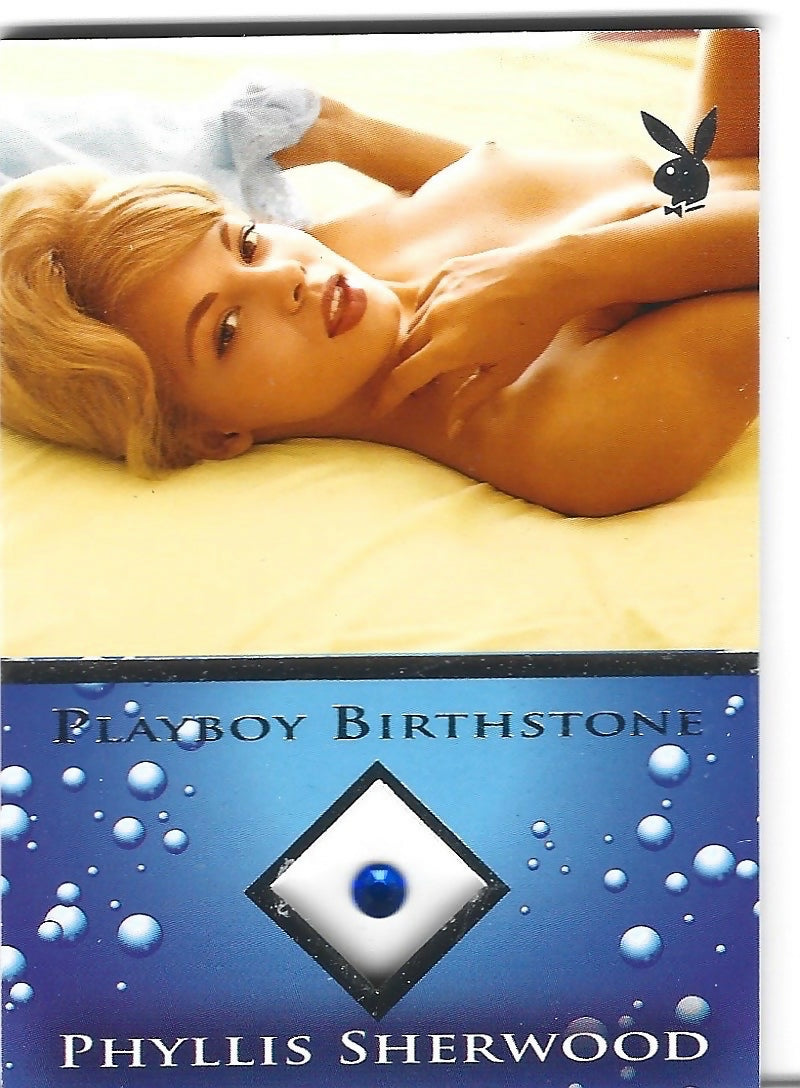 Playboy Bathing Beauties Phyllis Sherwood Platinum Foil Birthstone Card