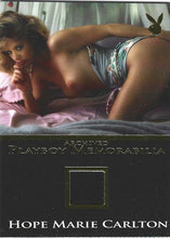 Load image into Gallery viewer, Playboy&#39;s Hot Shots Hope Marie Carlton Gold Foil Archived Memorabilia Card!
