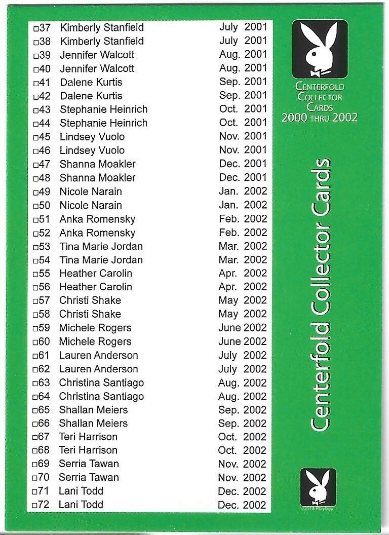 Playboy Centerfold Update 3 (2000 - 2002) Checklist Card #75