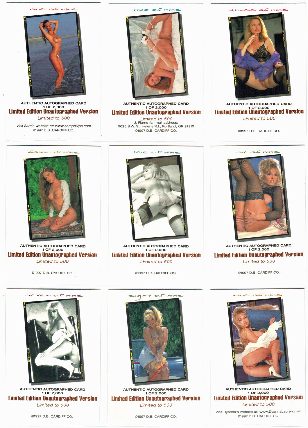 Hot Shots - series 7 - Limited Ed Unautographed Version set [9 cards] [copper foil] [these cards are not signed]