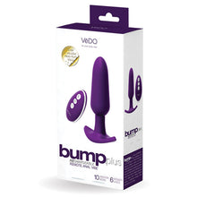 Load image into Gallery viewer, VeDO BUMP PLUS Rechargeable Anal Vibe with Remote Control - Deep Purple
