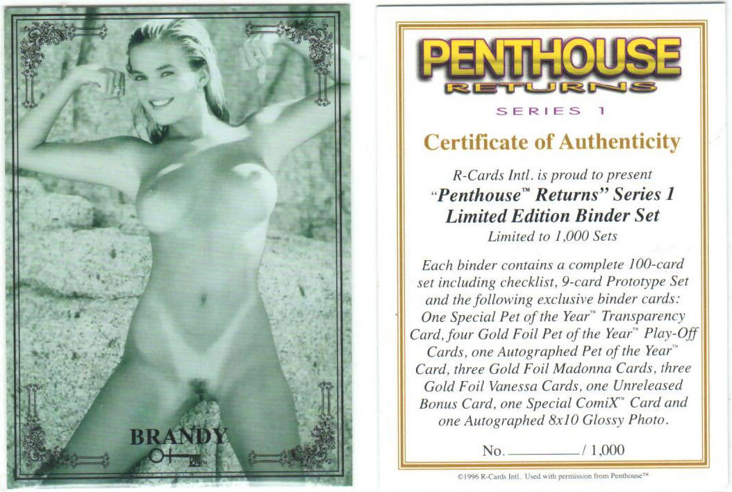 Hot Shots - Penthouse Returns - Binder certificate of Authenticity card [Brandy]