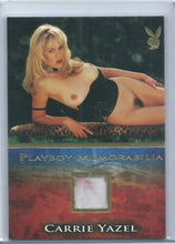 Load image into Gallery viewer, Playboy&#39;s Playmates In Paradise Carrie Yazel Gold Foil Memorabilia Card
