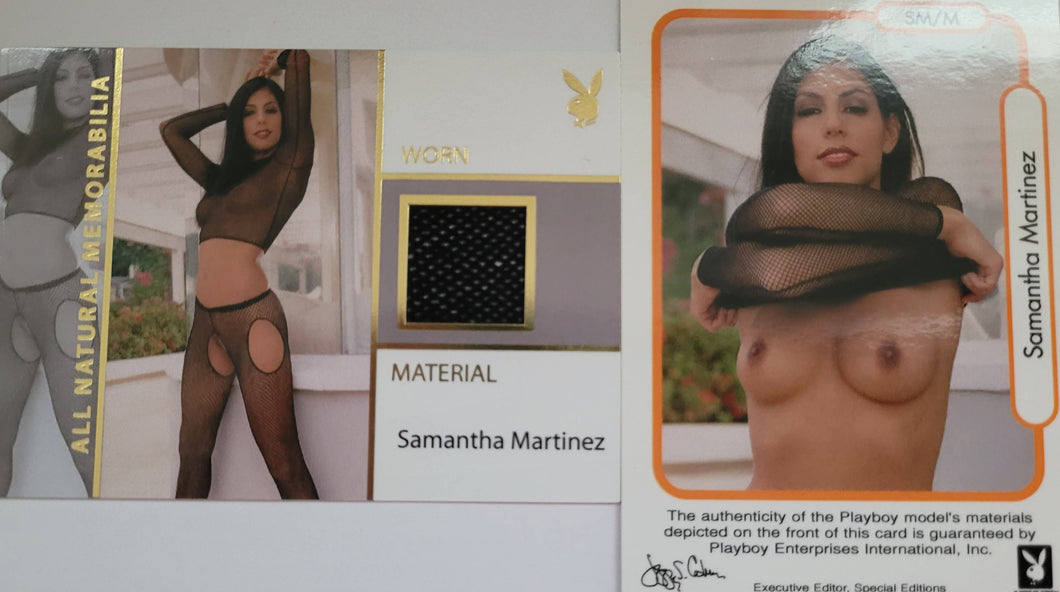 PLAYBOY'S NATURAL BEAUTIES ALL NATURAL MEMORABILIA WORN MATERIAL SAMANTHA MARTINEZ