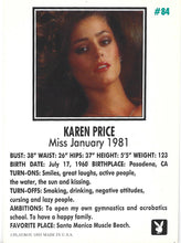 Load image into Gallery viewer, Playboy January Edition Karen Price Card #84
