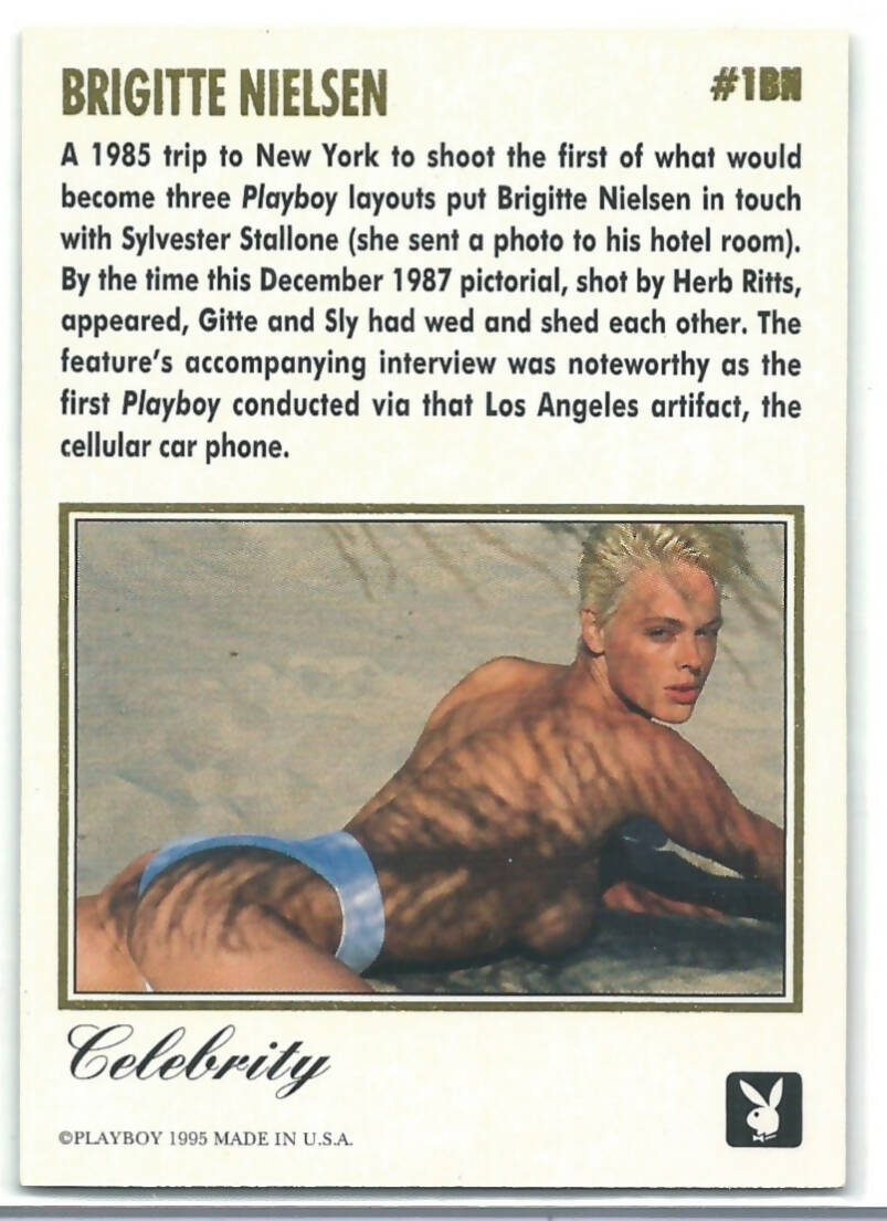 Playboy April Edition Brigitte Nielsen Gold Foil Celebrity Card #1BN