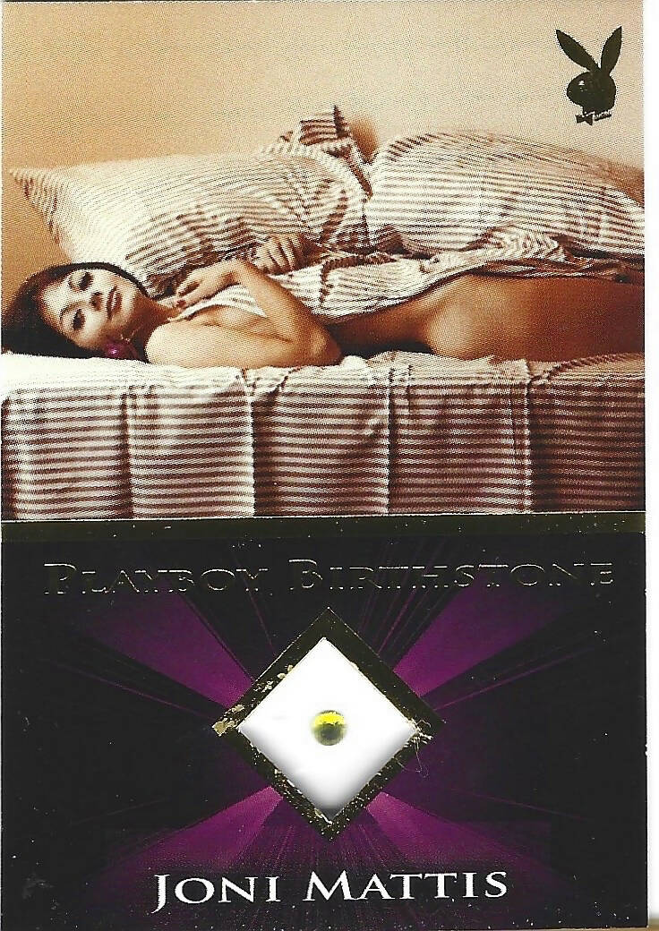 Playboy's Sexy and Sassy Joni Mattis Gold Foil Birthstone Card