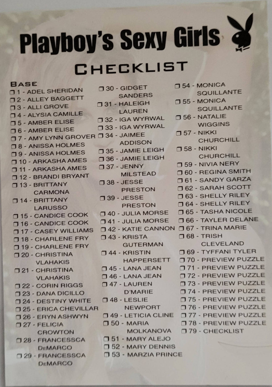 PLAYBOY'S SEXY GIRLS 79 CARD BASE SET
