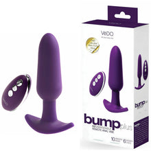 Load image into Gallery viewer, VeDO BUMP PLUS Rechargeable Anal Vibe with Remote Control - Deep Purple
