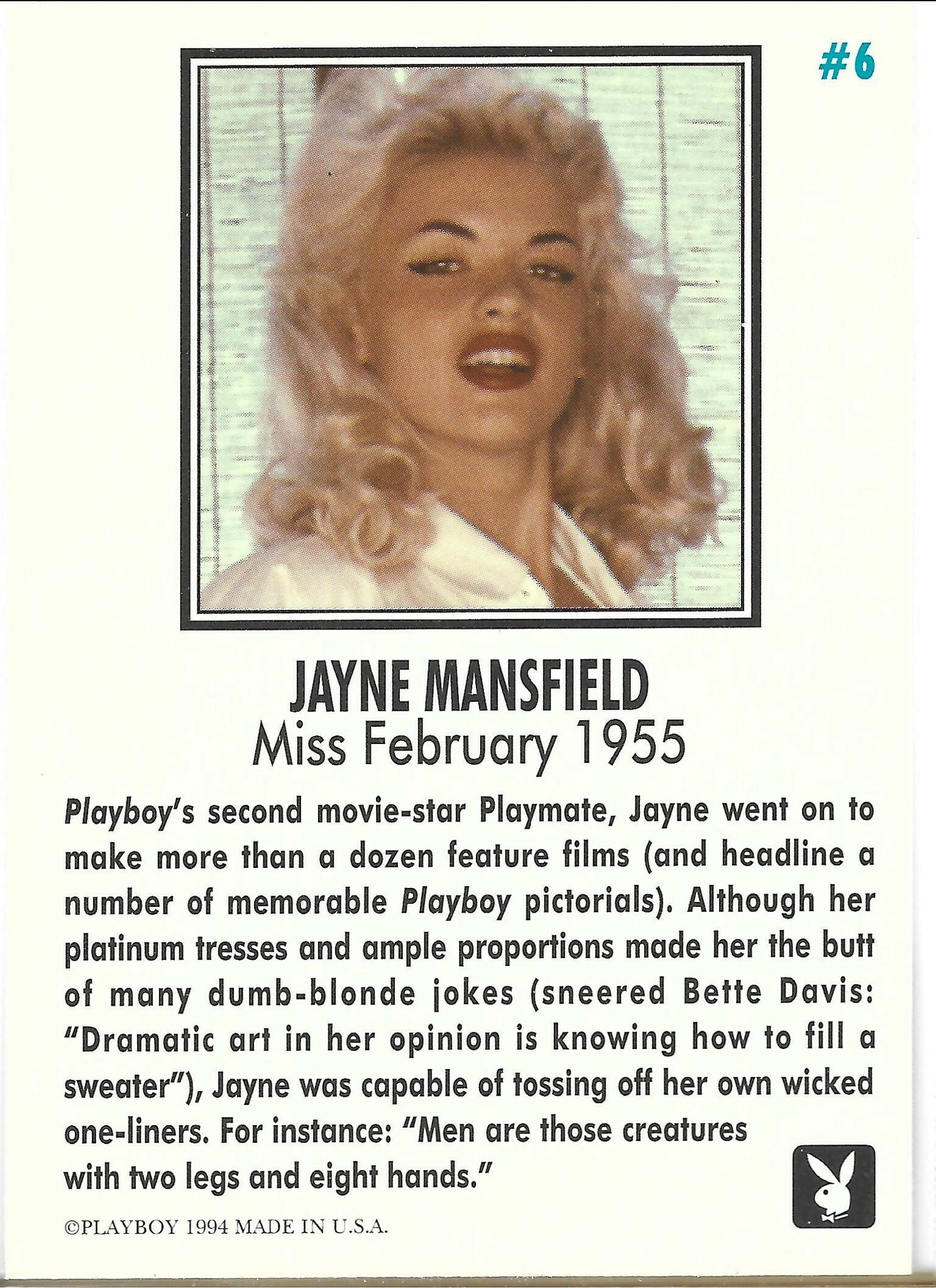 Playboy February Edition Jayne Mansfield Card #6 – Xandebay