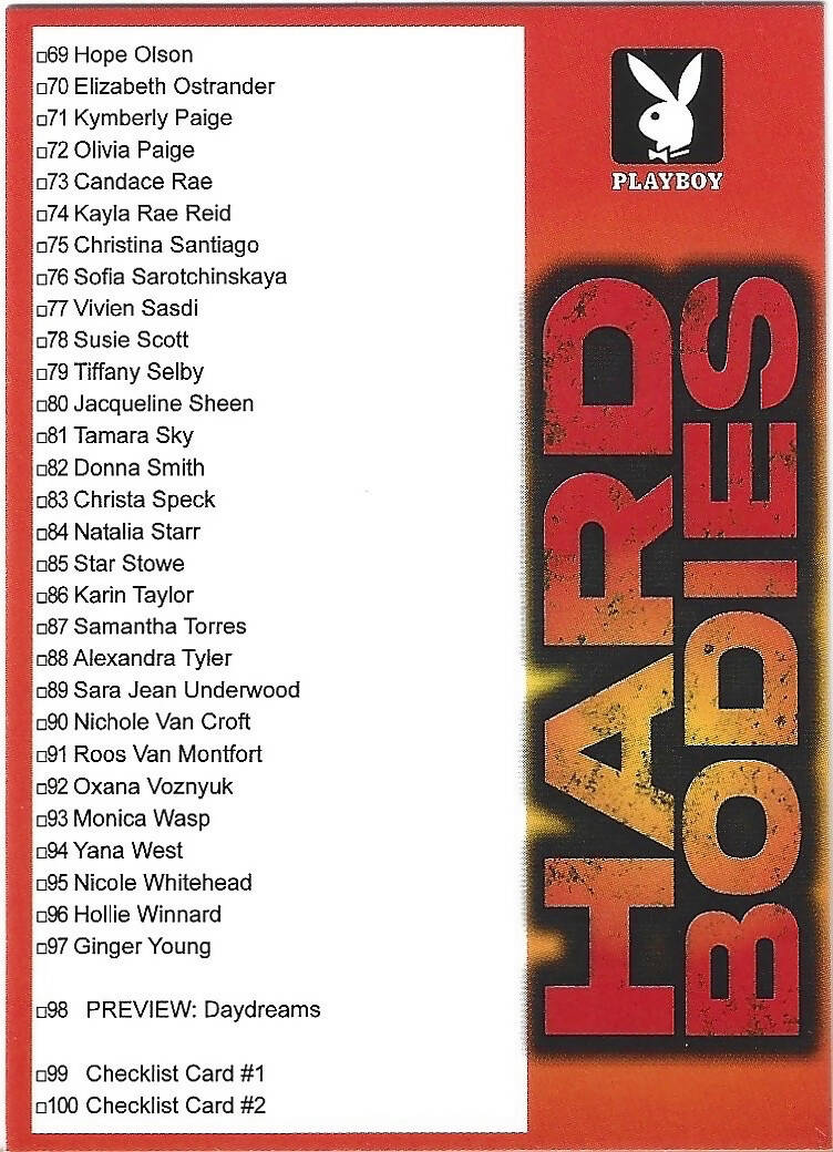 Playboy's Hard Bodies Checklist #2 Card #100
