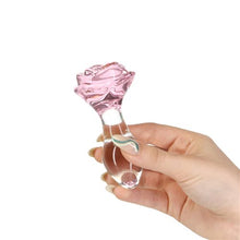 Load image into Gallery viewer, Pillow Talk Rosy Flower Glass Anal Plug Pink
