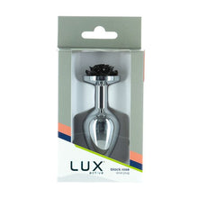 Load image into Gallery viewer, Lux Active Black Rose 3.5in Metal Butt Plug
