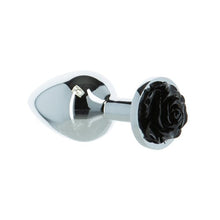 Load image into Gallery viewer, Lux Active Black Rose 3.5in Metal Butt Plug
