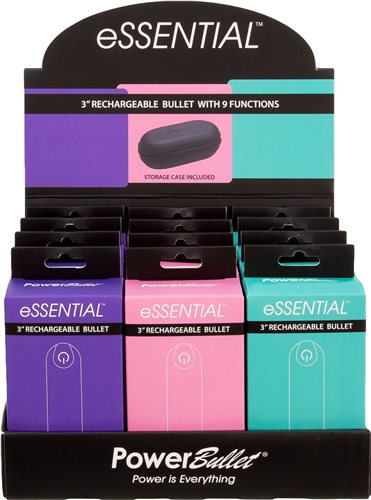 Power Bullet Essential 3.5in Rechargeable Bullet 12pc Display