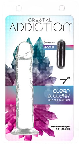 Addiction Crystal Vertical Dong Clear Tpe W/ Bullet 