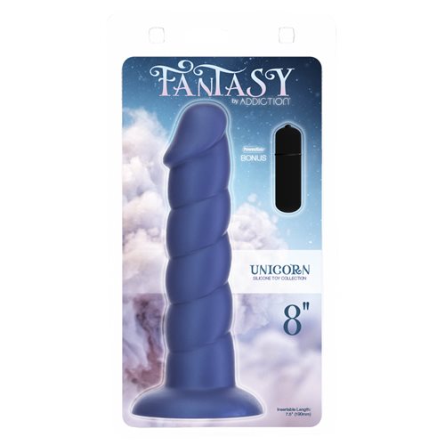 Fantasy Addiction 8in Unicorn Blue W- Bullet