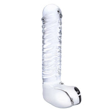 Load image into Gallery viewer, Glas 8 Realistic Ribbed Glass G-spot Dildo W Balls &quot;
