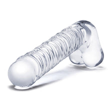 Load image into Gallery viewer, Glas 8 Realistic Ribbed Glass G-spot Dildo W Balls &quot;
