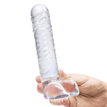 Load image into Gallery viewer, Glas 8 Realistic Ribbed Glass G-spot Dildo W Balls &quot;
