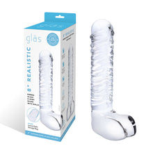 Load image into Gallery viewer, Glas 8 Realistic Ribbed Glass G-spot Dildo W Balls &quot;
