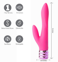 Load image into Gallery viewer, Victoria Rechargeable Silicone Dual Vibe Neon Pink
