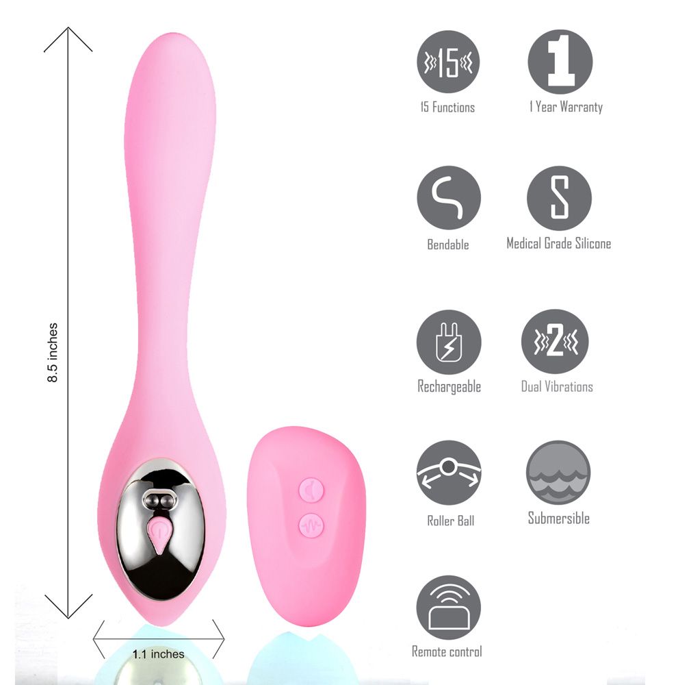 Harmonie Pink Bendable Dual Vibrator W- Remote Control