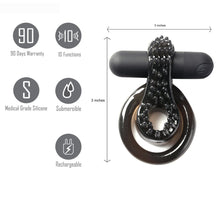 Load image into Gallery viewer, Jagger Rechargeable Vibrating Cock Ring Black Sleeve
