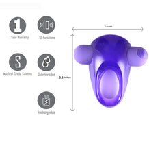 Load image into Gallery viewer, Casey Rechargeable Vibrating Erection Enhancer Ring Purple
