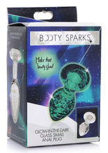 Load image into Gallery viewer, Booty Sparks Glow-in-the-dark Glass Anal Plug Small
