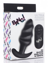 Load image into Gallery viewer, Bang! 21x Vibrating Silicone Swirl Butt Plug W/ Remote
