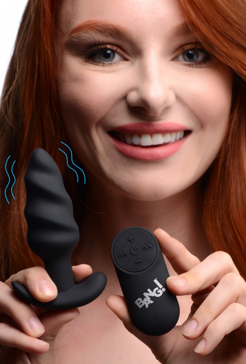 Bang! 21x Vibrating Silicone Swirl Butt Plug W/ Remote