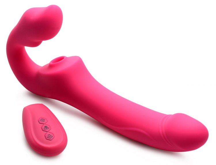 Strap U Licking & Vibrating Strapless Strap-on W- Remote