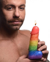 Load image into Gallery viewer, Master Series Pride Pecker Rainbow Drip Candle
