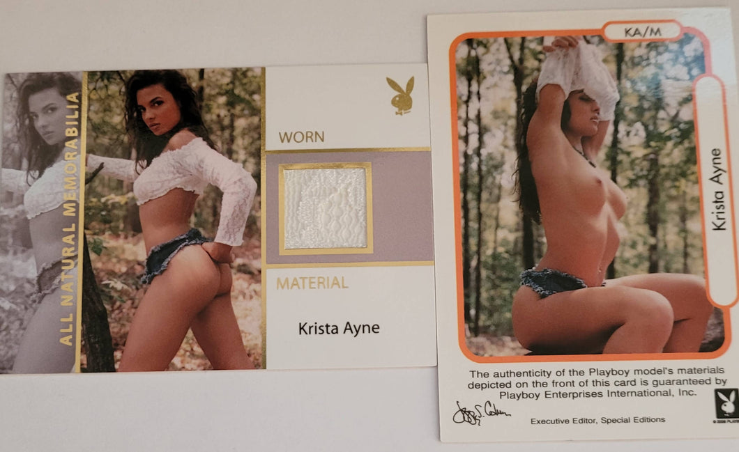 PLAYBOY'S NATURAL BEAUTIES ALL NATURAL MEMORABILIA WORN MATERIAL KRISTA AYNE