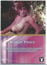 Load image into Gallery viewer, Playboy&#39;s Blonds, Brunettes &amp; Redheads Karen Price Platinum Foil Memorabilia Card
