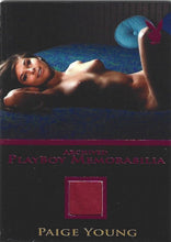 Load image into Gallery viewer, Playboy Heads &amp; Tails Paige Young Pink Foil Archived Memorabilia Card
